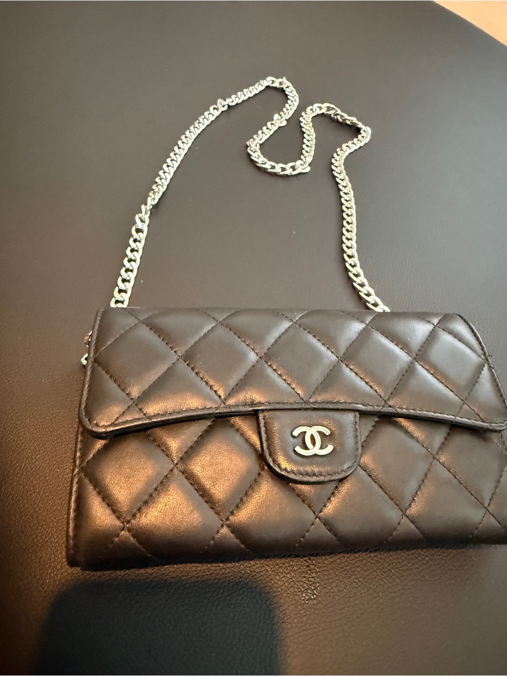CHANEL Black Quilted Lambskin Wallet Chain included. WOC - Picture 8 of 13